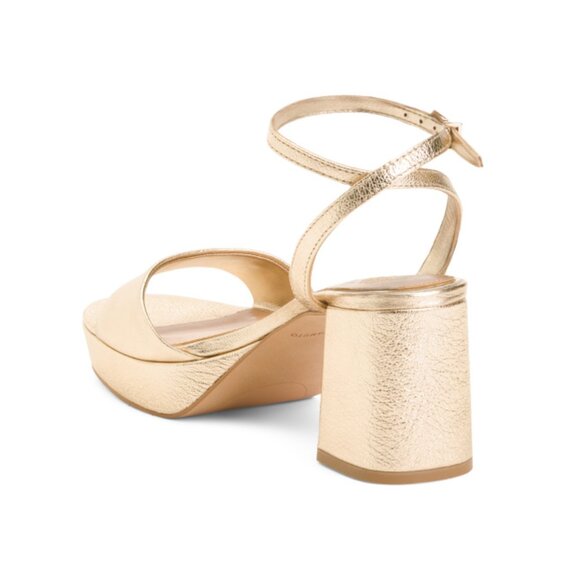 VINCE CAMUTO Gold Leather Pendreya Heeled Sandals - Picture 2 of 2